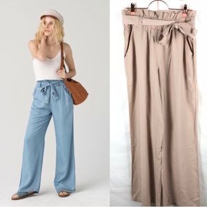 NWT - Thread & Supply High Rise, Paper bag Waist, Wide Leg Pants, khaki color